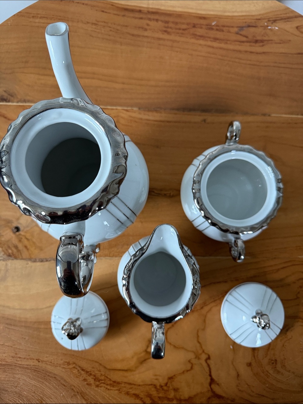 Fine Seyei China Japan 15 Pc Coffee Tea Set 1031 Platinum Silver Cups Saucers - Picture 6 of 7